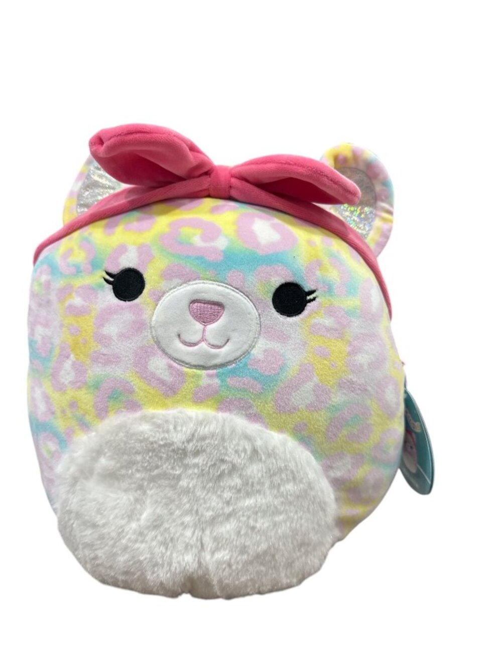 Squishmallows 12" Michaela The Multicolor Leopard Plush Toy With Pink Bow
